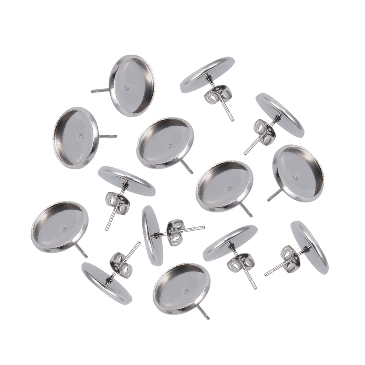 Bezels Set Pendant - 80 stuks roestvrijstalen oorbellen, ronde houders