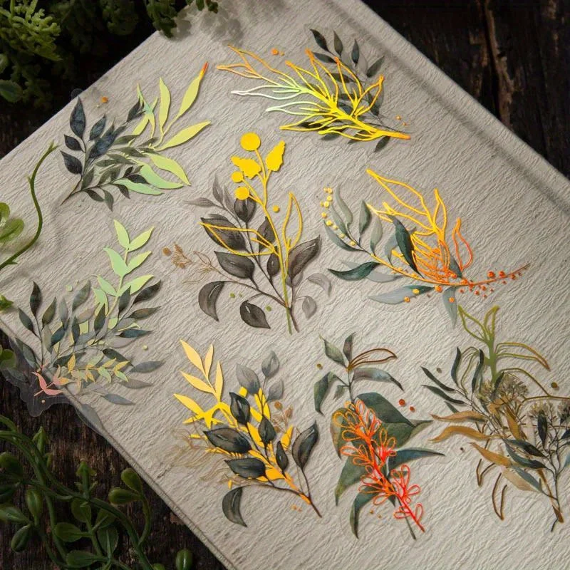 Gold Foil Flakes - Vintage botanische stickerflakes, gouden folie, bloemen-