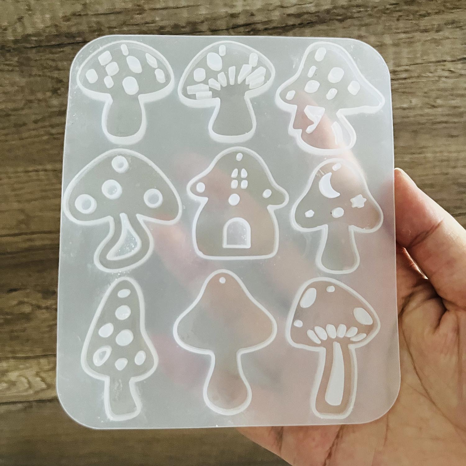 Flower Preservation Resin - Multi-stijl paddestoelen oorbel hanger met geperforeerde